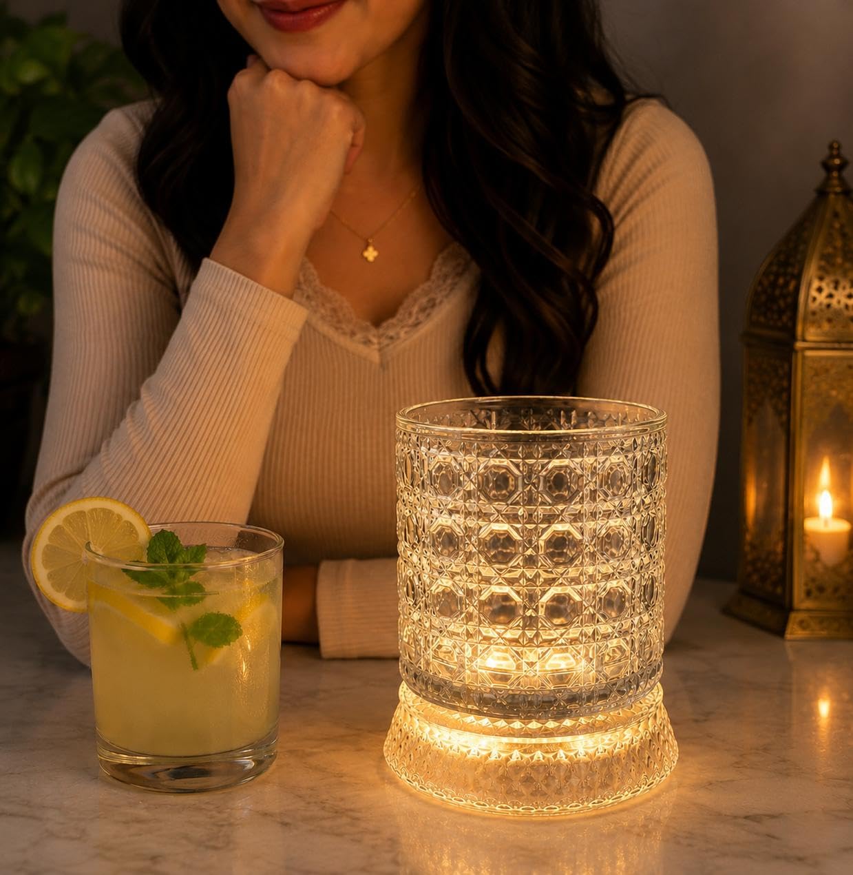 LED Spinning Whiskey Glass - Crystal Design -7