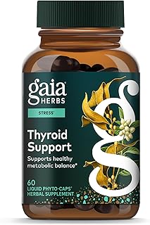 Gaia Herbs Thyroid Support - Made with Ashwagandha, Kelp, Brown Seaweed & Schisandra to Support Healthy Metabolic Balance & Overall Well-Being* - 60 Vegan Liquid Phyto-Caps (30 Servings)