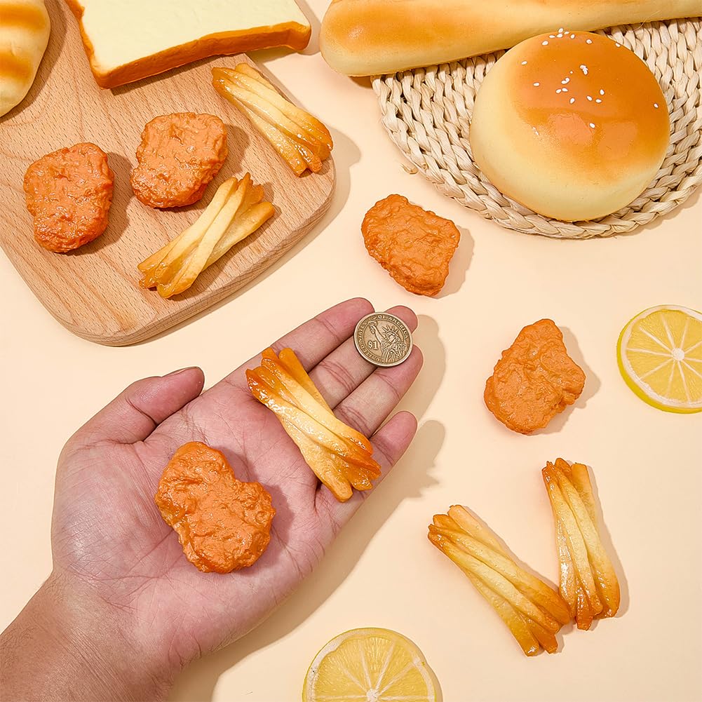 SUNNYCLUE 10 pièce de Faux Poulet Frit Artificiel Modèle de Frites Artificielles Nuggets de Poulet Frit en Plastique Fausses Frites Accessoire de Décoration pour la Maison la Cuisine les Fêtes et la P