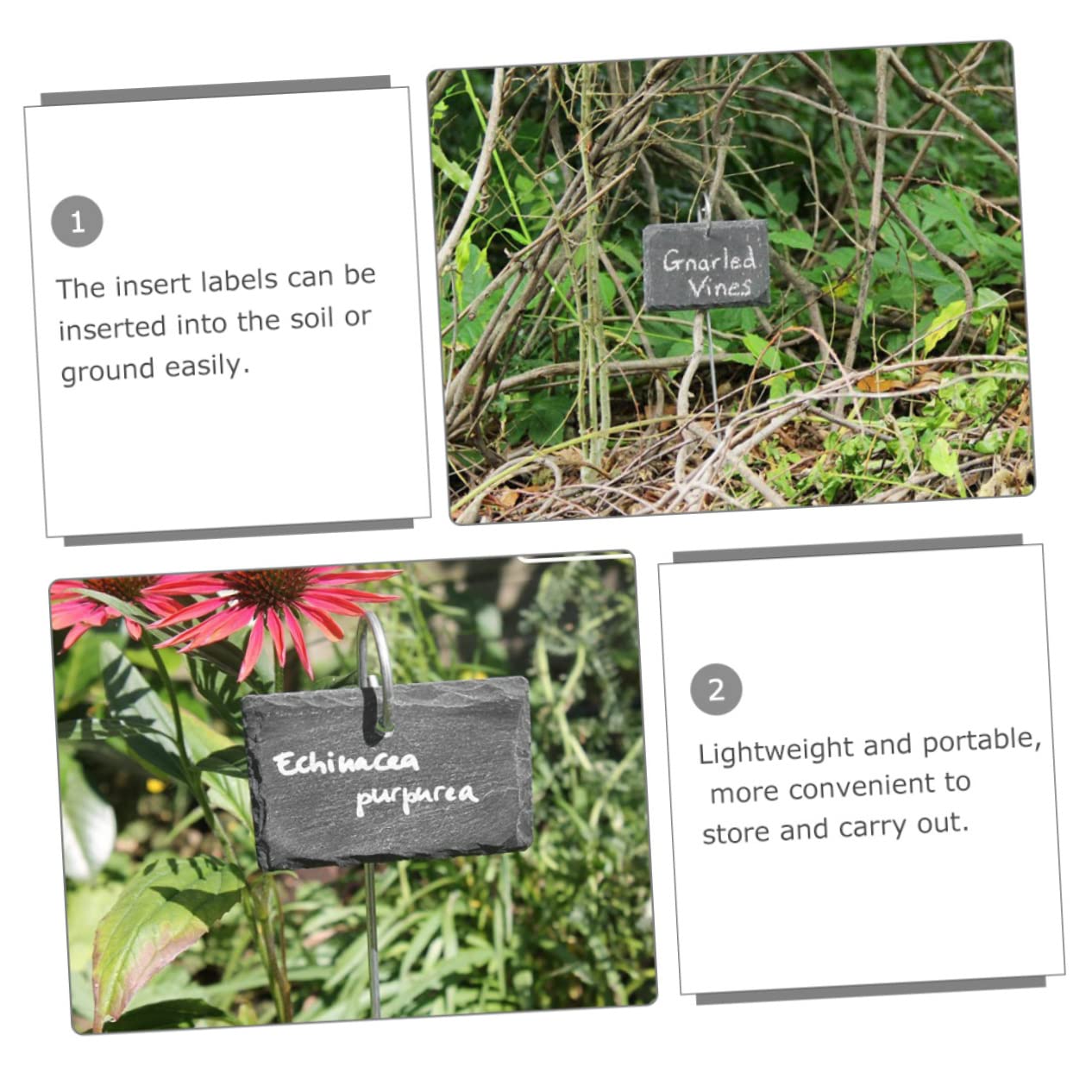 YARNOW Etichette per Piante in Ardesia, 12 Pezzi, Nere, Leggere e Facili da Scrivere, Accessori da Giardino per Aiuole e Parchi