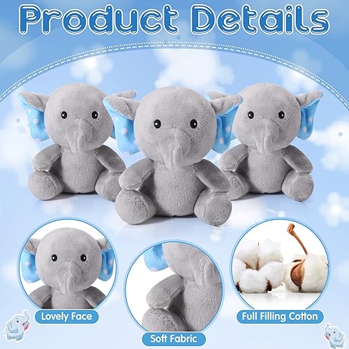 Miniatura 3 de 12 piezas de mini elefante de peluche de 4 pulgadas, pequeños y lindos juguetes de elefante de bosque suave para niños y niñas, decoración de baby
