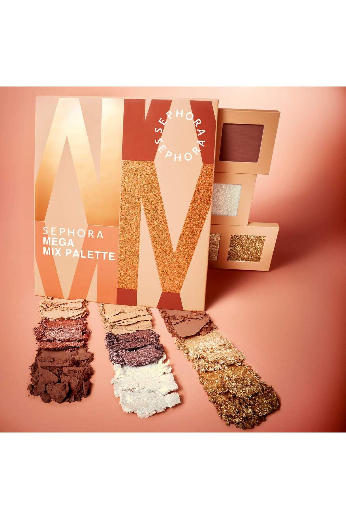 Sephora Collection Mega Mix Palette, Yoğun Pigmentli Mat & Simli & Metalik Göz Farı, Fiery Warm Nude, 7,92G