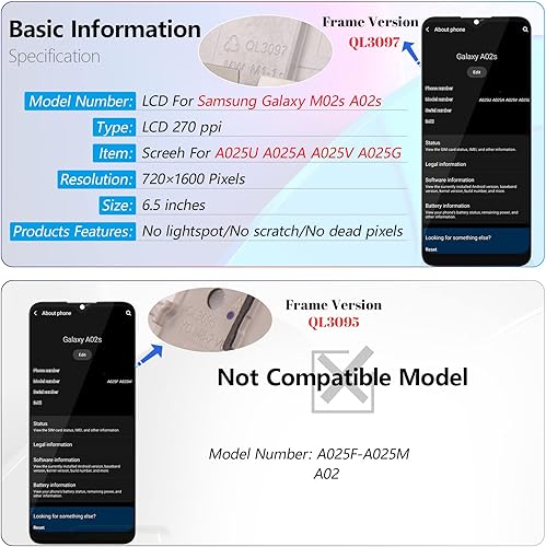 Miniatura 3 de Pantalla para Samsung Galaxy A02s Reemplazo de pantalla para Samsung A02s M02s A025U A025A A025V A025G Pantalla LCD Pantalla táctil Digitalizador