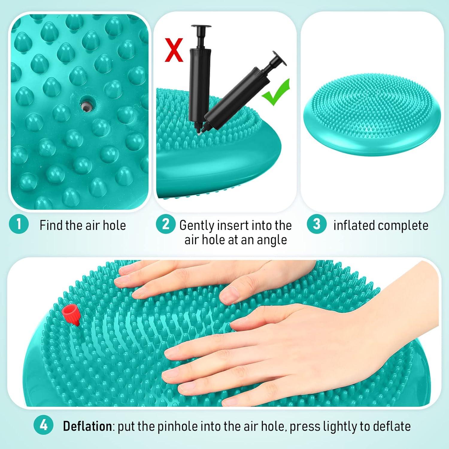 Leitee 3 Pcs Inflated Wobble Cushion Exercise Wiggle Seat for Sensory Flexible Seating Wobble Board Balance Disc Sensory Wiggle Seat Pad for Office Chair with Air Pump