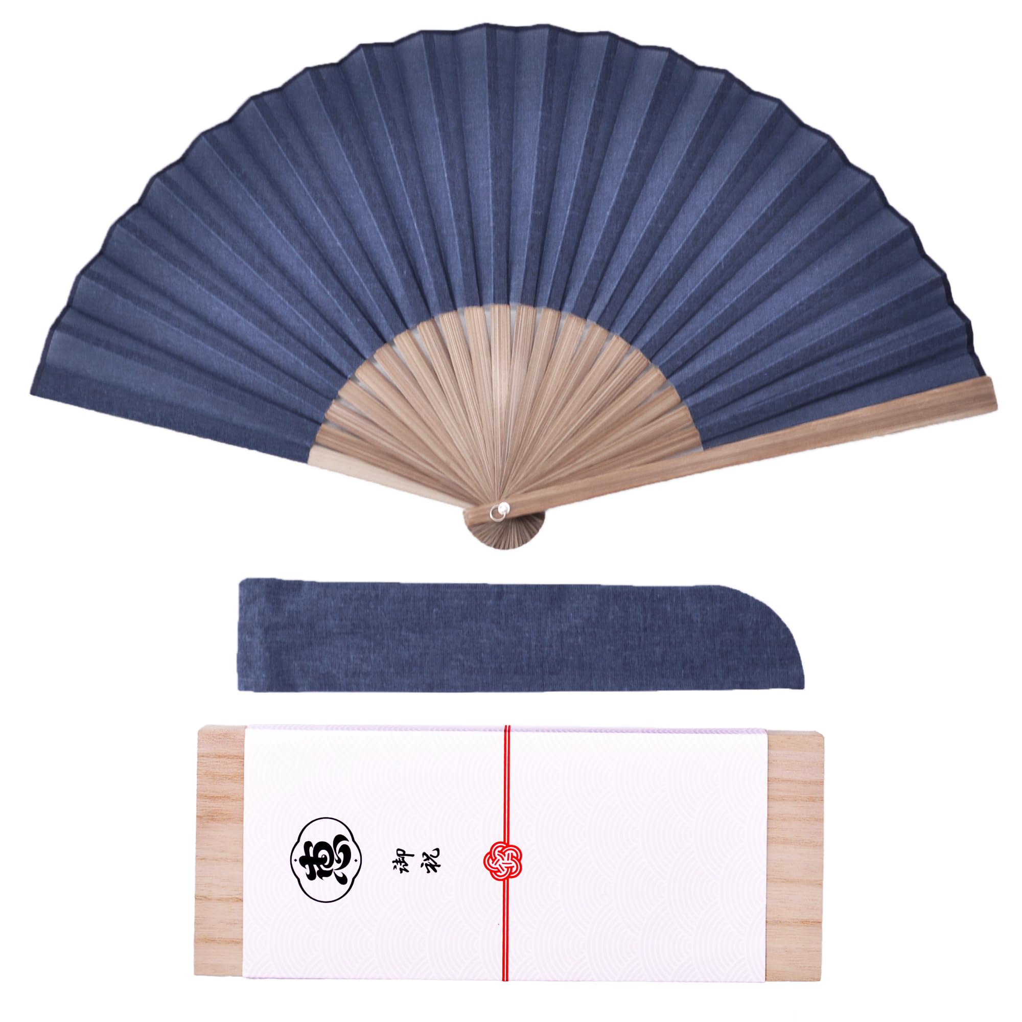 Esendo (2024 Summer New) Luxury Linen Fan with Paulownia Box -Tradition- Men's Paper Included, Hemp - Indigo : Clothing, Shoes & Jewelry