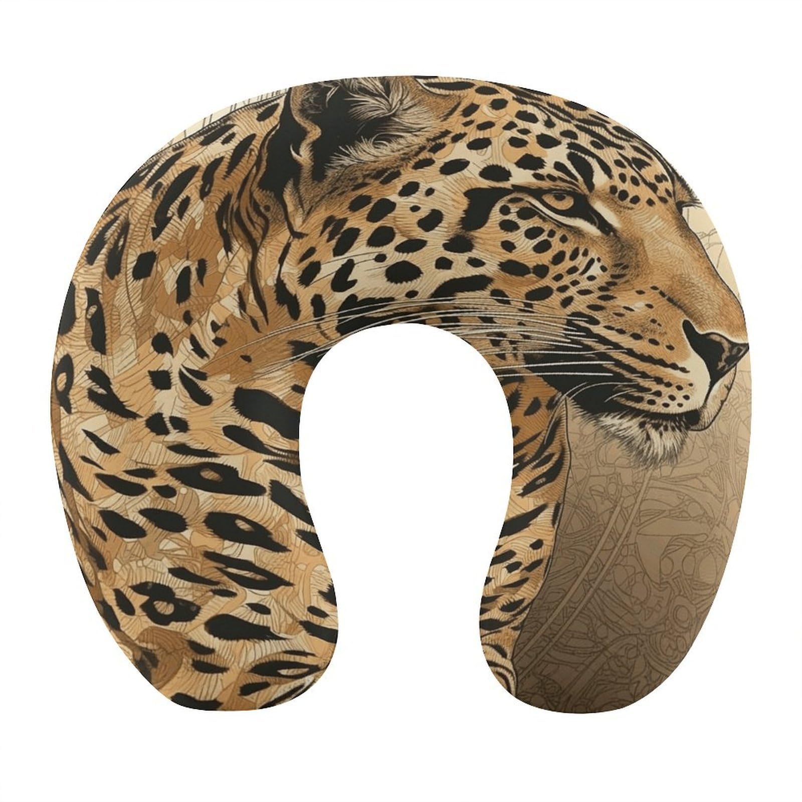 Btcowzrv Style Hand Drawn Leopard U Shaped Neck Pillow Travel Pillows