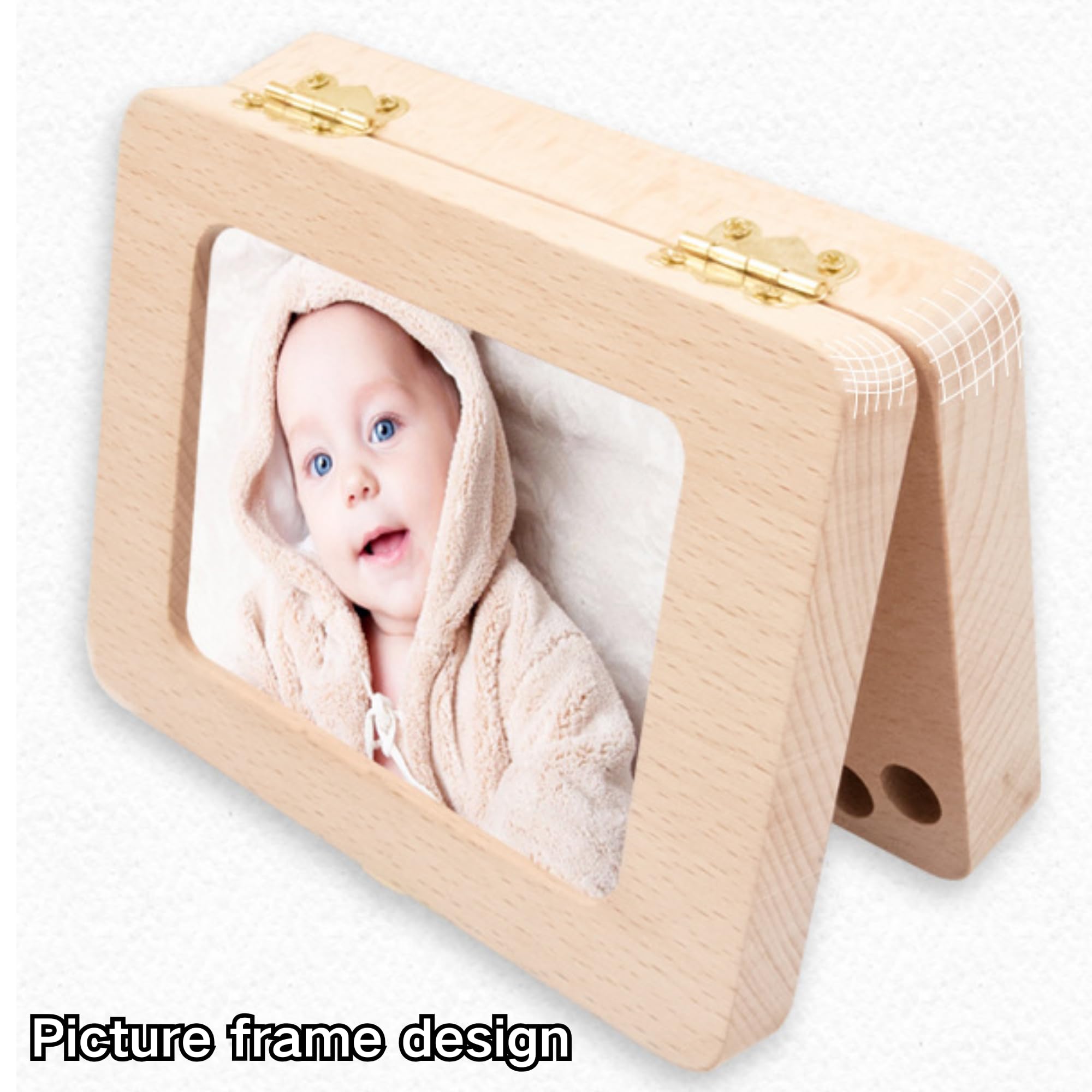 SUQ Baby Tooth Fairy Box Marco de Fotos, Caja de Almacenamiento de Dientes para Niños, Caja de Dientes de Leche para Hombres y Mujeres, Regalo de Nacimiento, Bautismo, Traje de Cumpleaños