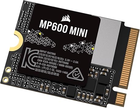 CORSAIR MP600 MINI Series 3D TLC NAND 1TB PCIe Gen4 x4 NVMe M.2 2230 7,000 MB/s Steam Deck/Claw A1M/ROG Ally Compatible CSSD-F1000GBMP600MNR2