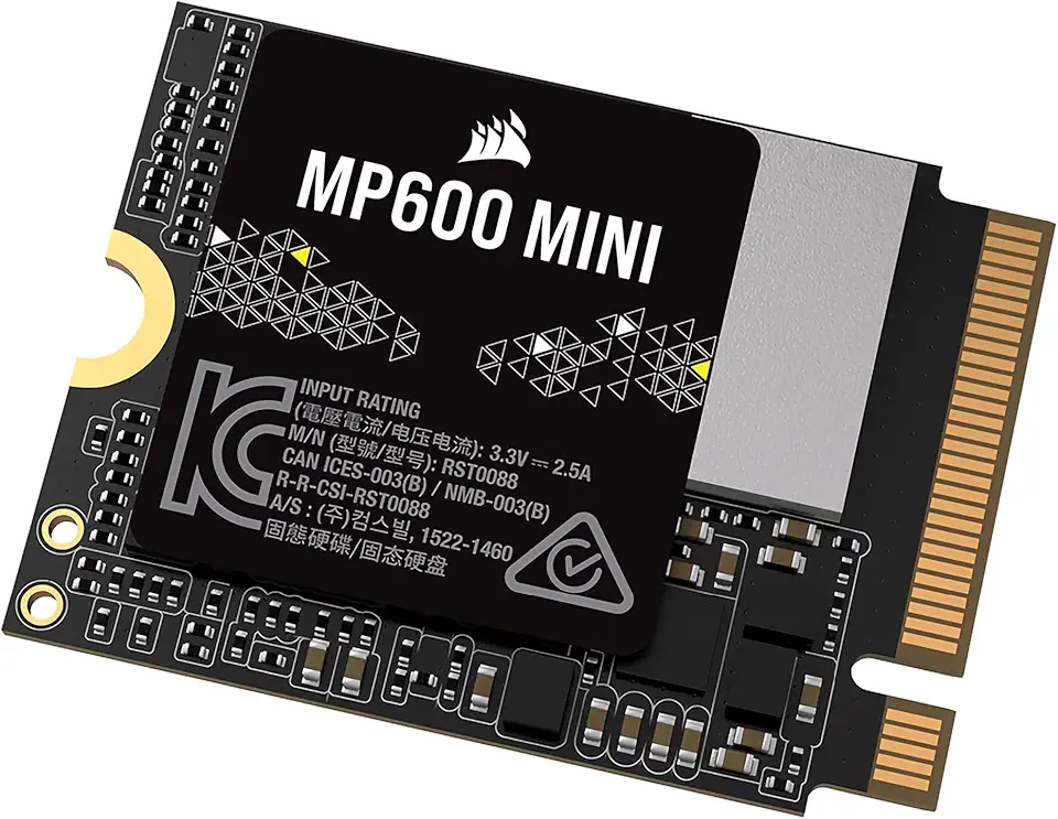 Corsair MP600 MINI 1TB M.2 NVMe PCIe x4 Gen4 2 SSD – M.2 2230 – Leitura sequencial de até 7.000 MB/s – Alta Densidade 3D TLC NAND – Ótimo para Steam Deck e Microsoft Surface – Preto