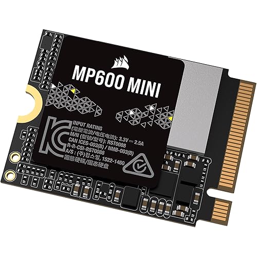 Corsair MP600 MINI 1TB M.2 NVMe PCIe x4 Gen4 2 SSD – M.2 2230 – Up to 7,000MB/sec Sequential Read – High-Density 3D TLC NAND – Great for Steam Deck and Microsoft Surface – Black