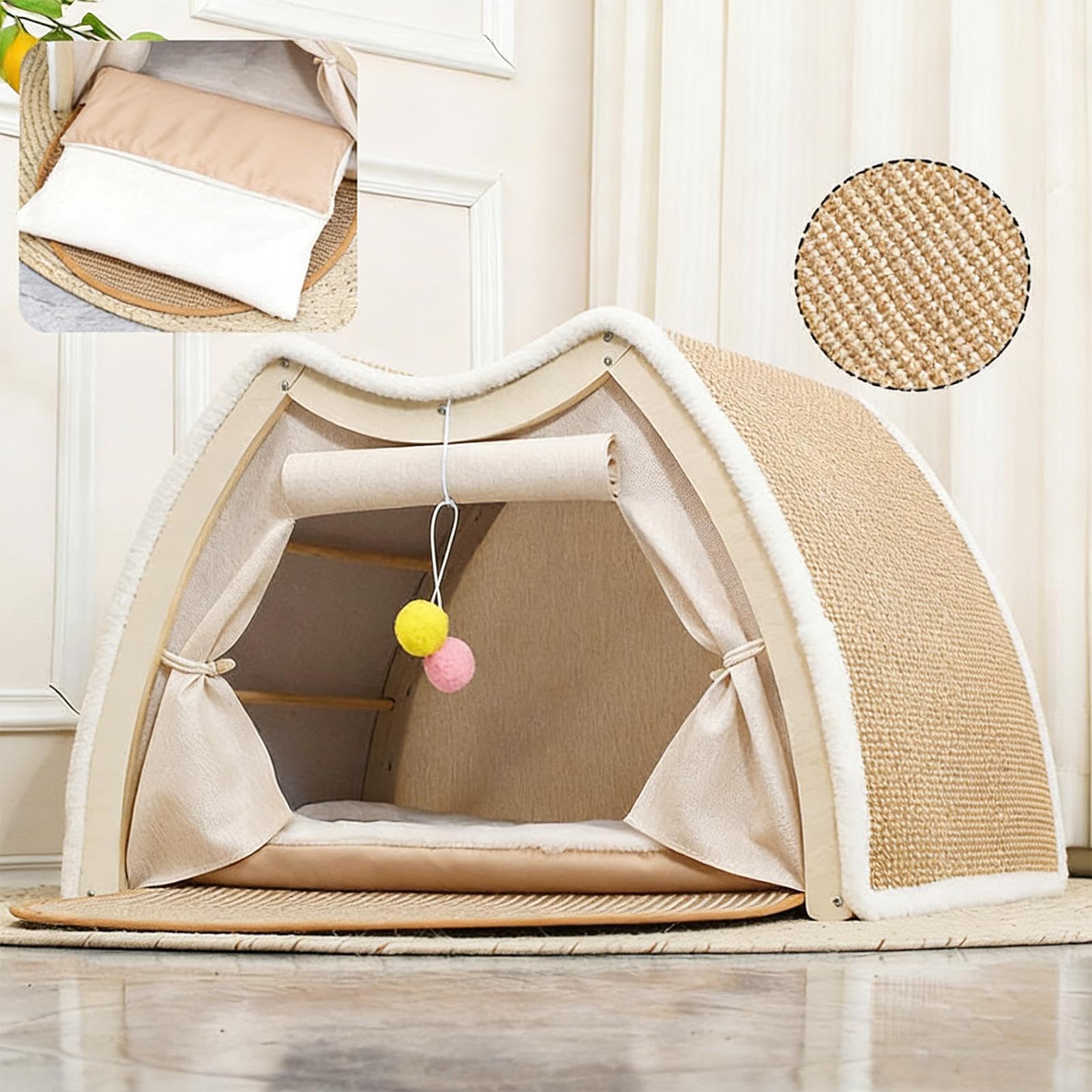 Casa para Gatos Rascador de Sisal para Descanso y Juego de | Grande Cama Cueva para Gatos Para Descanso Y Juego En Hogar Interior Salón Habitación Mascotas Suelo E Invierno
