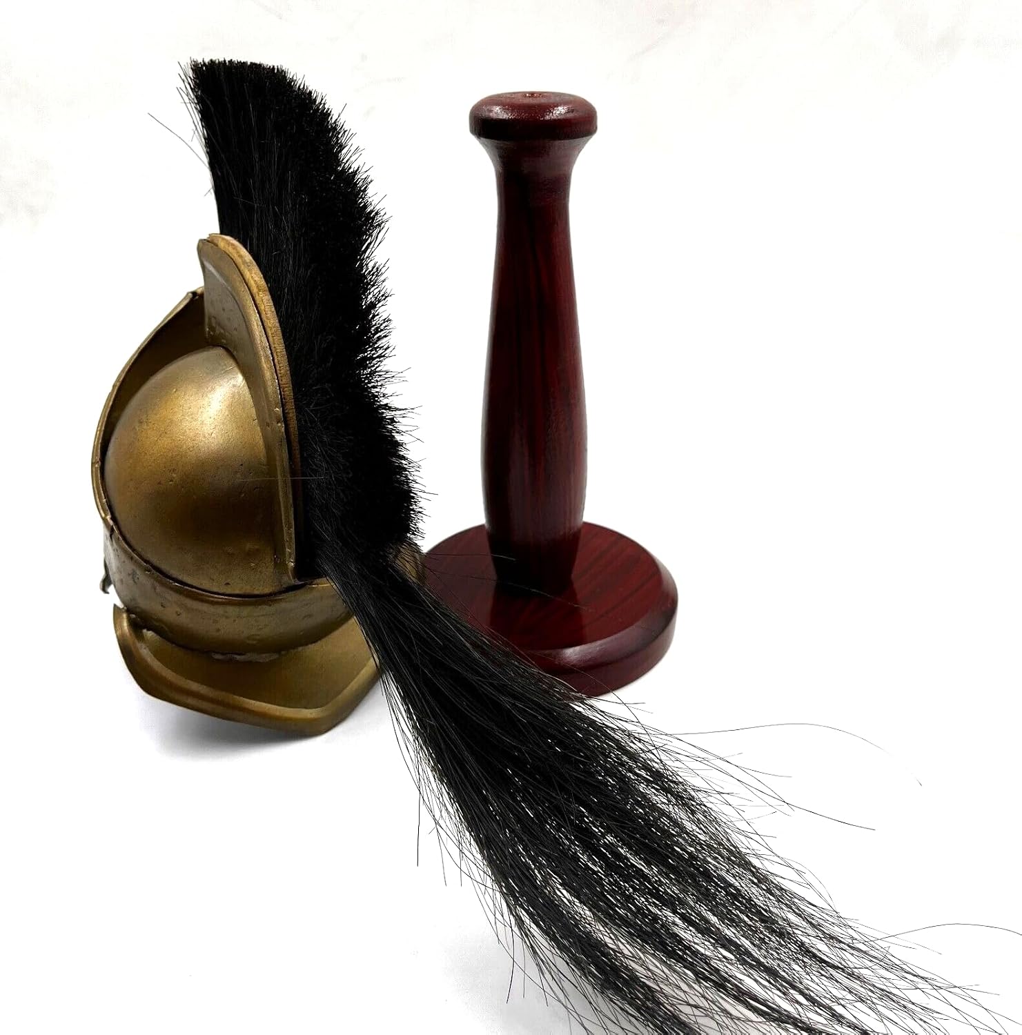 Miniature King Leonidas Greek Spartan Roman Helmet - Authentic 300 Movie Replica for Home & Desk Display, a Symbol of Noble Heritage with Wood Stand image 3
