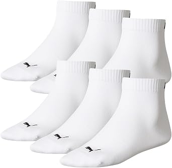 6 pairs of Puma unisex quarter trainer socks sizes 2 - 15.5 Unisex for Men or Women footsies.