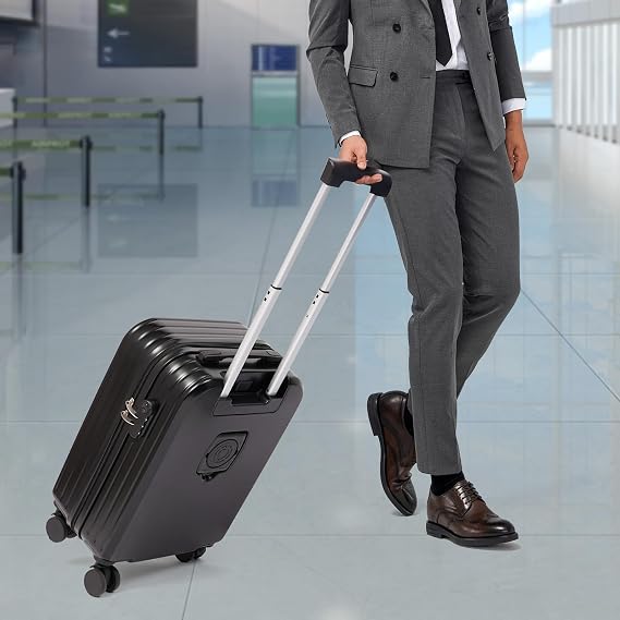20/24 Travel Luggage Suitcase,Lightweight Hardshell Luggage Set with Cup Holder&USB Port,360 Spinner Wheels Luggage for Business trip (20 Black)