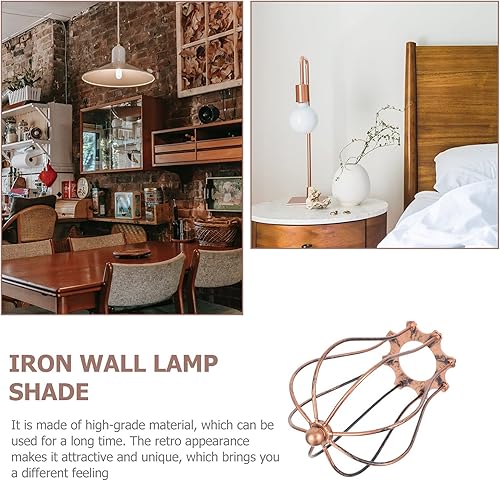 Miniatura 5 de YARDWE Pantalla de alambre vintage vintage de repuesto para lámpara industrial, lámpara colgante, jaula de alambre de metal, pantalla de pomelo,