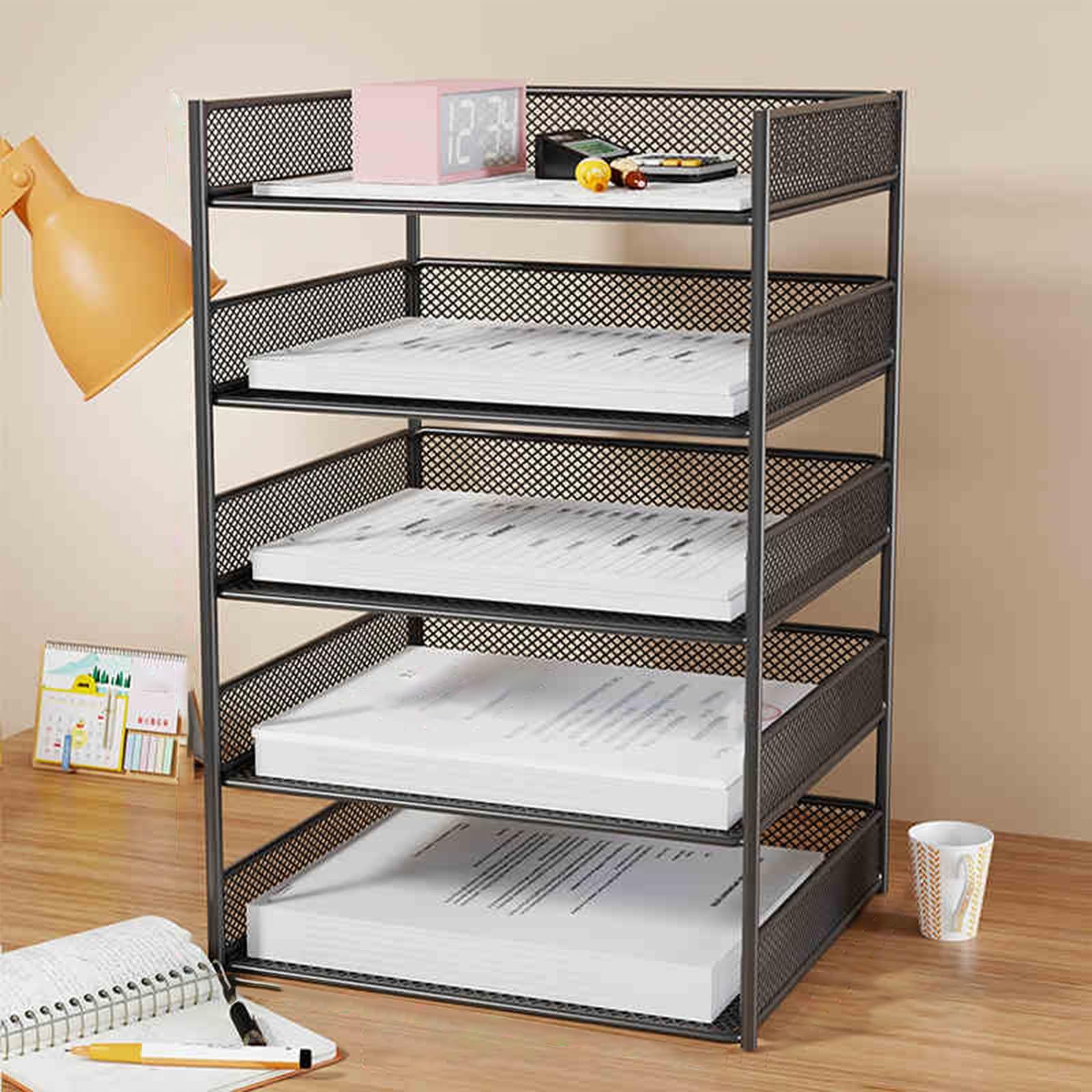 Organizador de Escritorio, Malla Organizador Estacionario, Organizador Versátil, Opciones de Almacenamiento, Almacenamiento de Escritorio Simple(Black,26x46cm/10.2x18.1in)