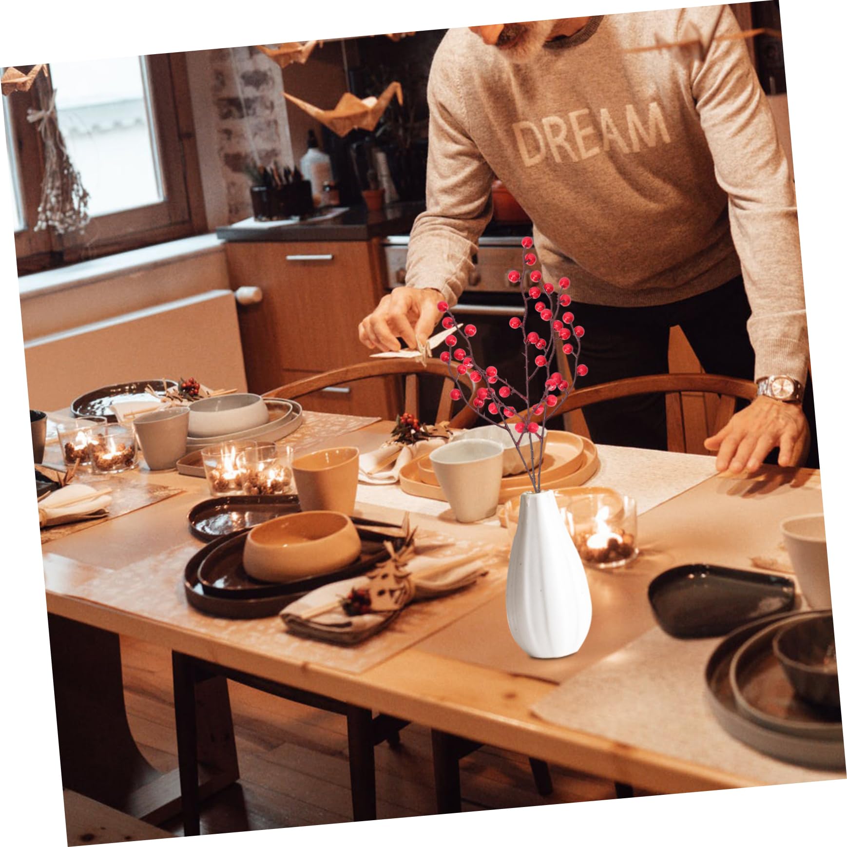 STOBAZA 80pièces Tiges De Houx Artificiel pour Décoration De Noël Accessoires Fête Et pour Table Mariages Et Événements Festifs