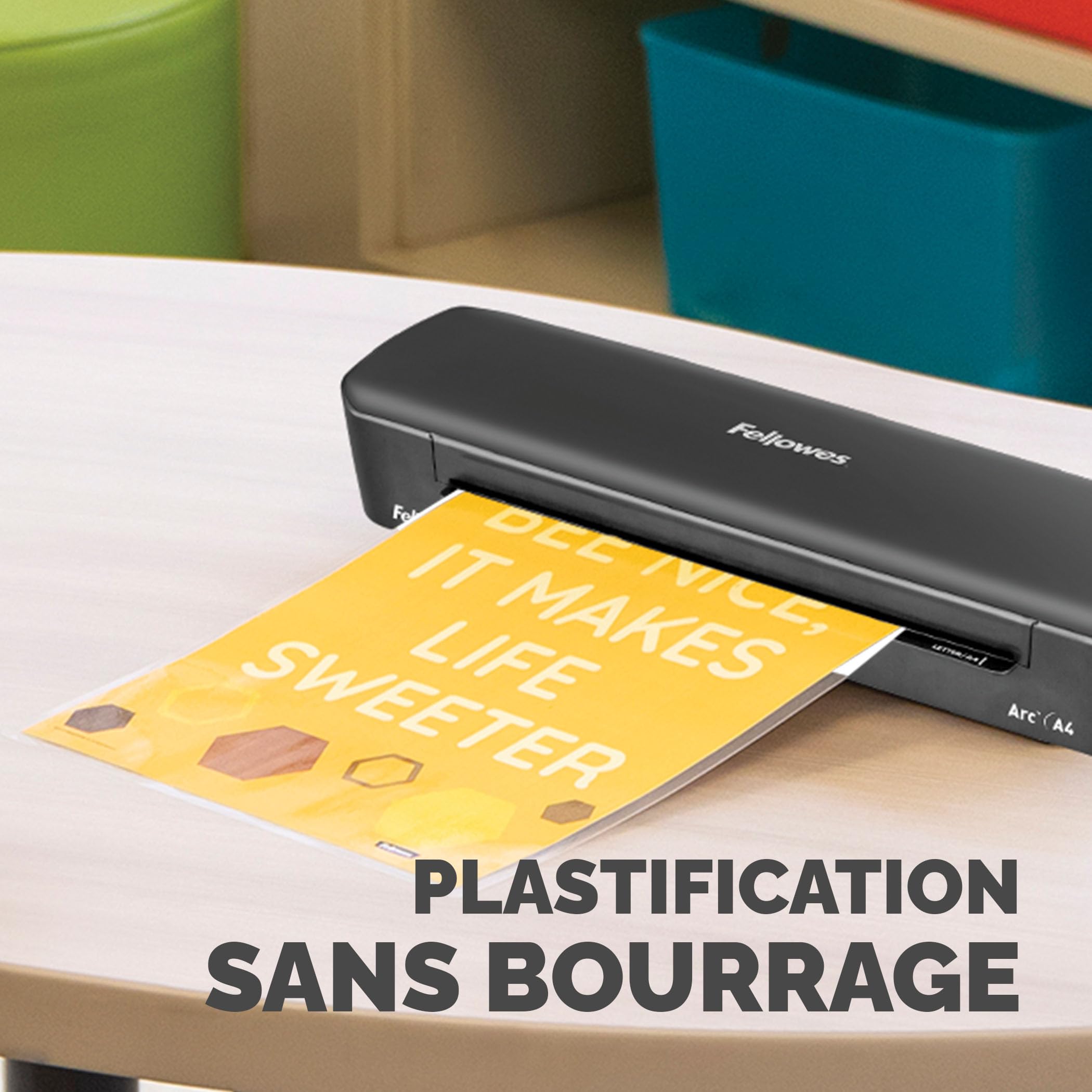 Fellowes plastifieuse Arc A4, plastification à chaud 80 microns, anti bourrage, 30cm/min