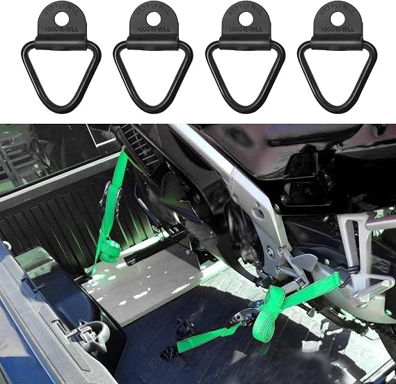 4 PCS Cargo Tie Down Anchors, Heavy Duty V-Shaped Trunk Hook, Multi-Function Anti-Rust Secure Anchor, Universal Embedded Installation Accessory for Off-Roads Trailers Trucks SUVs (Black)