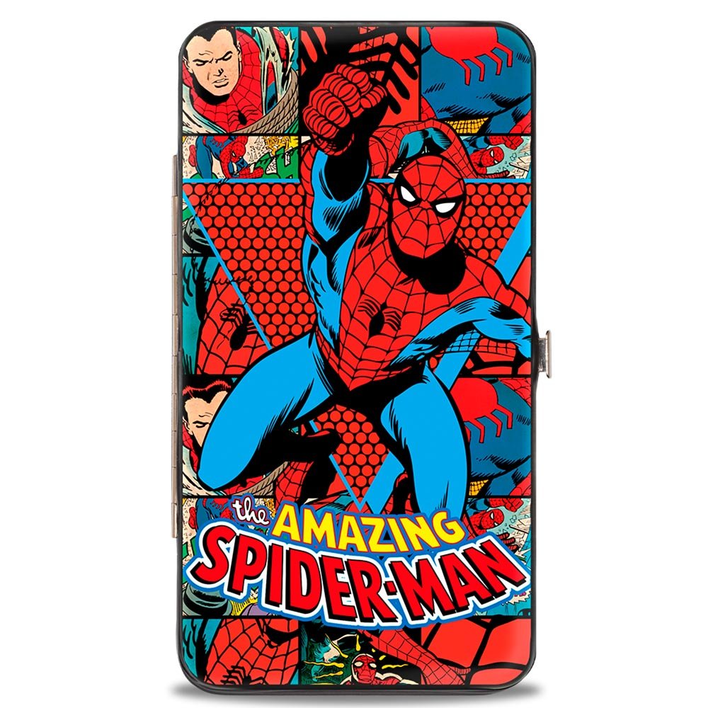Buckle-Down - Wallet Hinge Wallet - the Amazing Spider-man Action Pose/Retro Comic Blocks unisex-adults One Size
