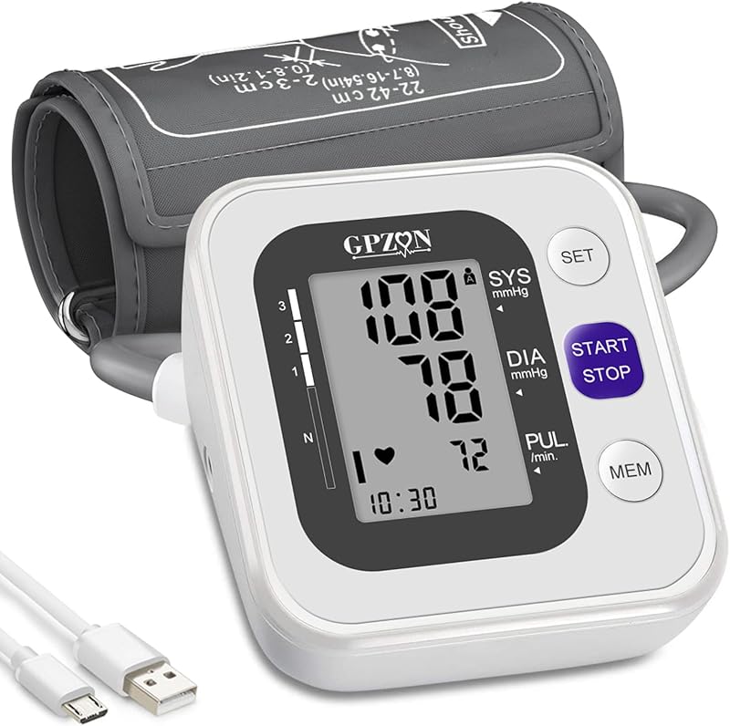 GPZON Tensiomètre Électronique Professionnel Pour Le Haut du Bras, Manchette ajustable 22cm-42cm, Mé
