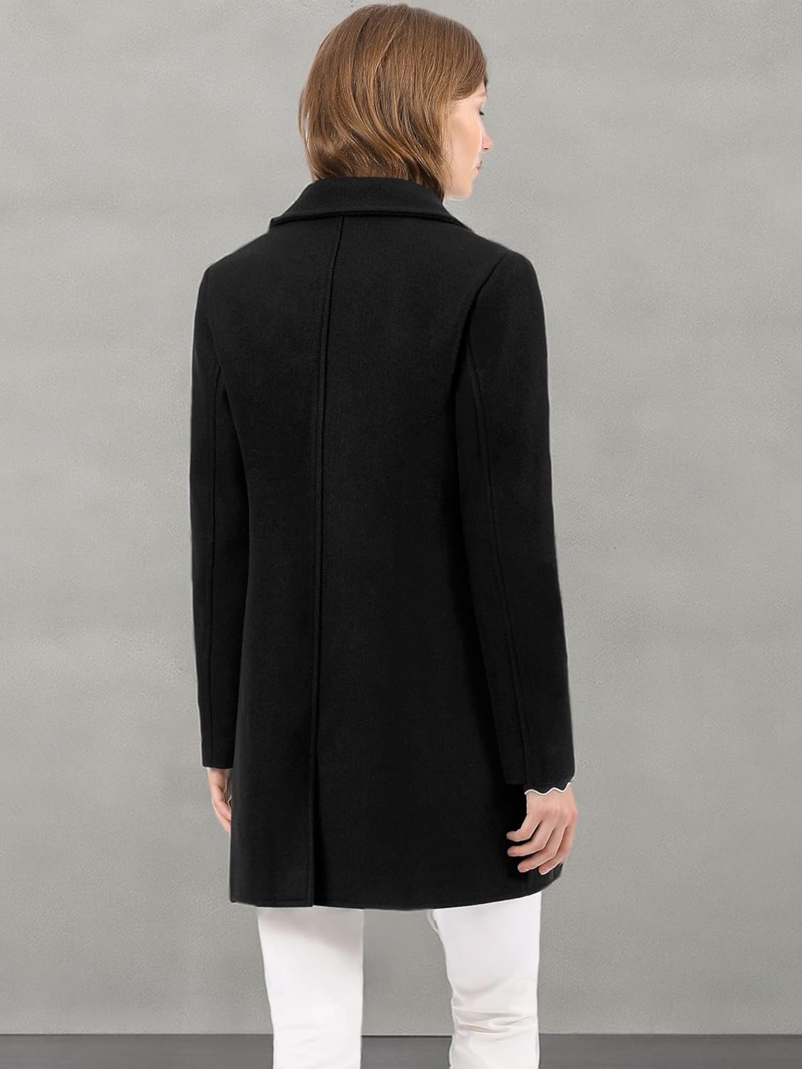 Allegra K Women's Winter Single Breasted Peter Pan Collar Outwear Trench Coat