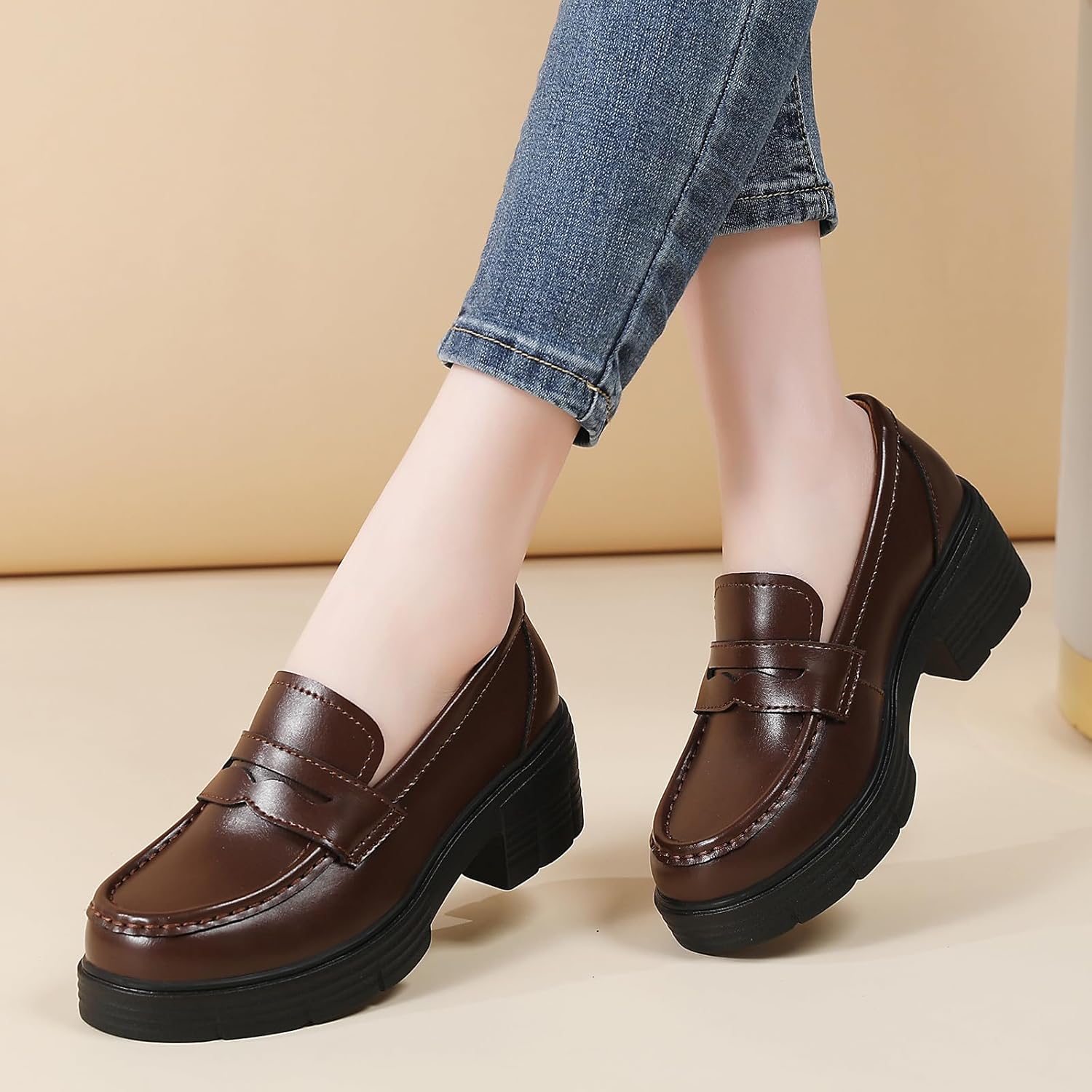 Loafers for Women Platform Chunky Loafers Penny Comfortable Loafers, Womens Busines... - Image 3