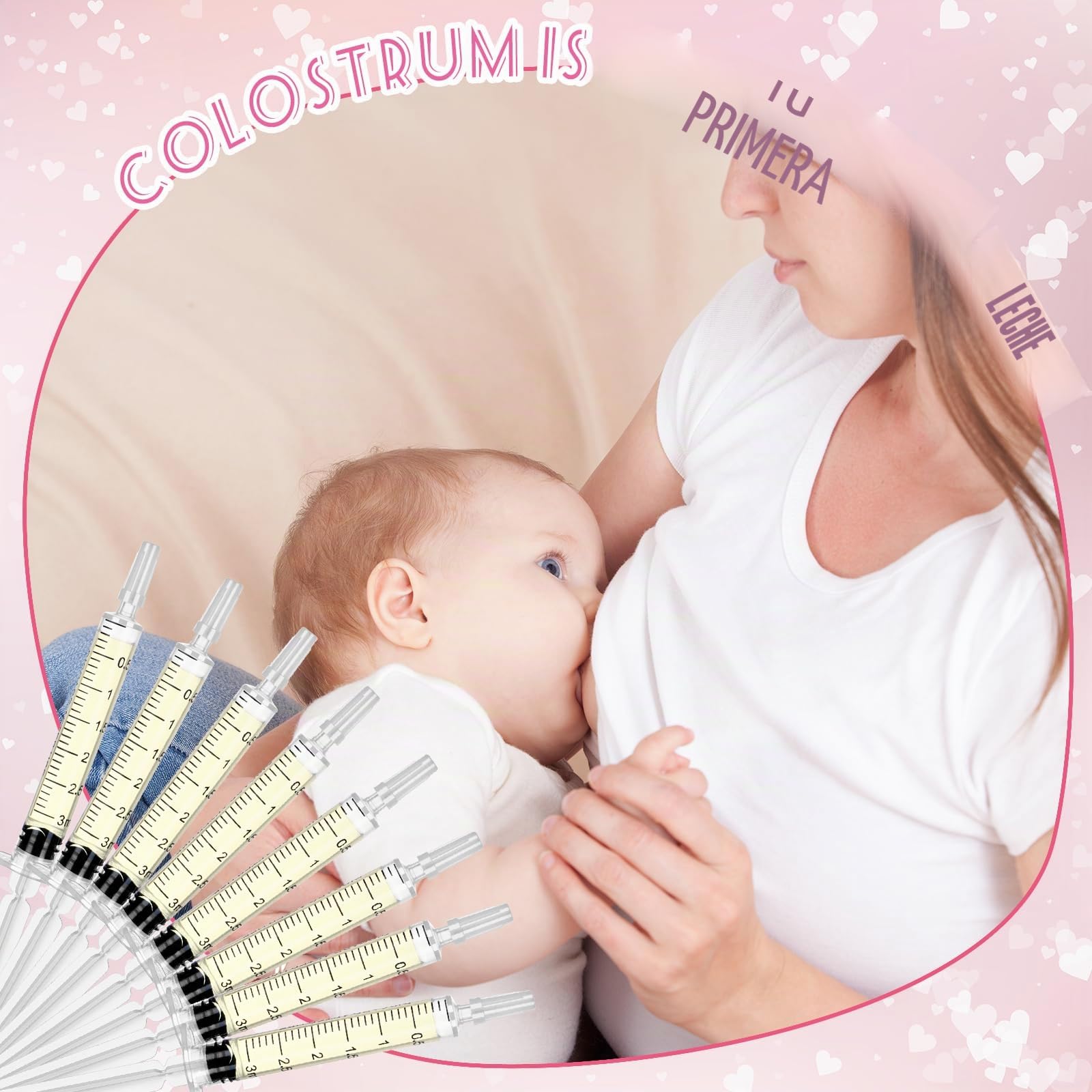 Kit de recolector de calostro de 50 piezas de 3 ml, colector de leche materna con 4 tazas medidoras y 54 calcomanías, colección de calostro, kit de cosecha de calostro con tapa protectora para