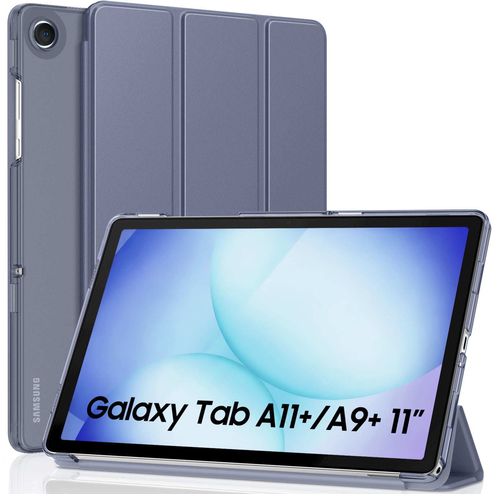 MoKo Slim Case for Samsung Galaxy Tab A11+ Plus/ A9+ Plus 11 Inch | Smart Stand Hard PC Translucent Back Shell Cover for Galaxy Tab A11+/A9+ Tablet, Auto Sleep/Wake, Haze Purple