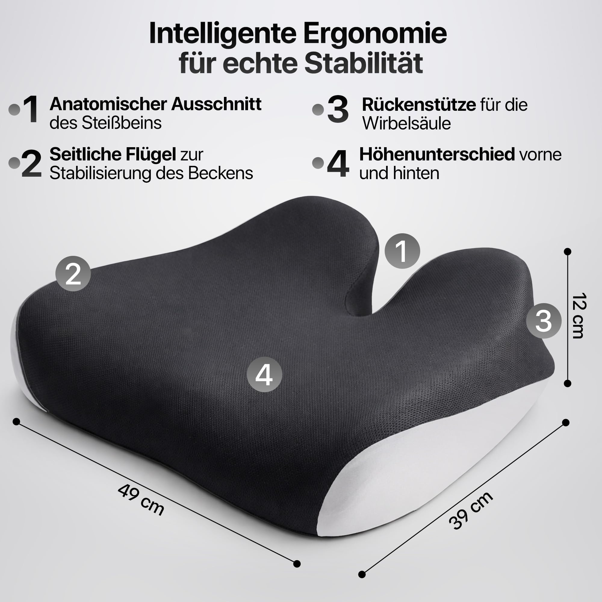 Orthopädisches Sitzkissen Steißbein Memory Foam für Bürostuhl & Auto