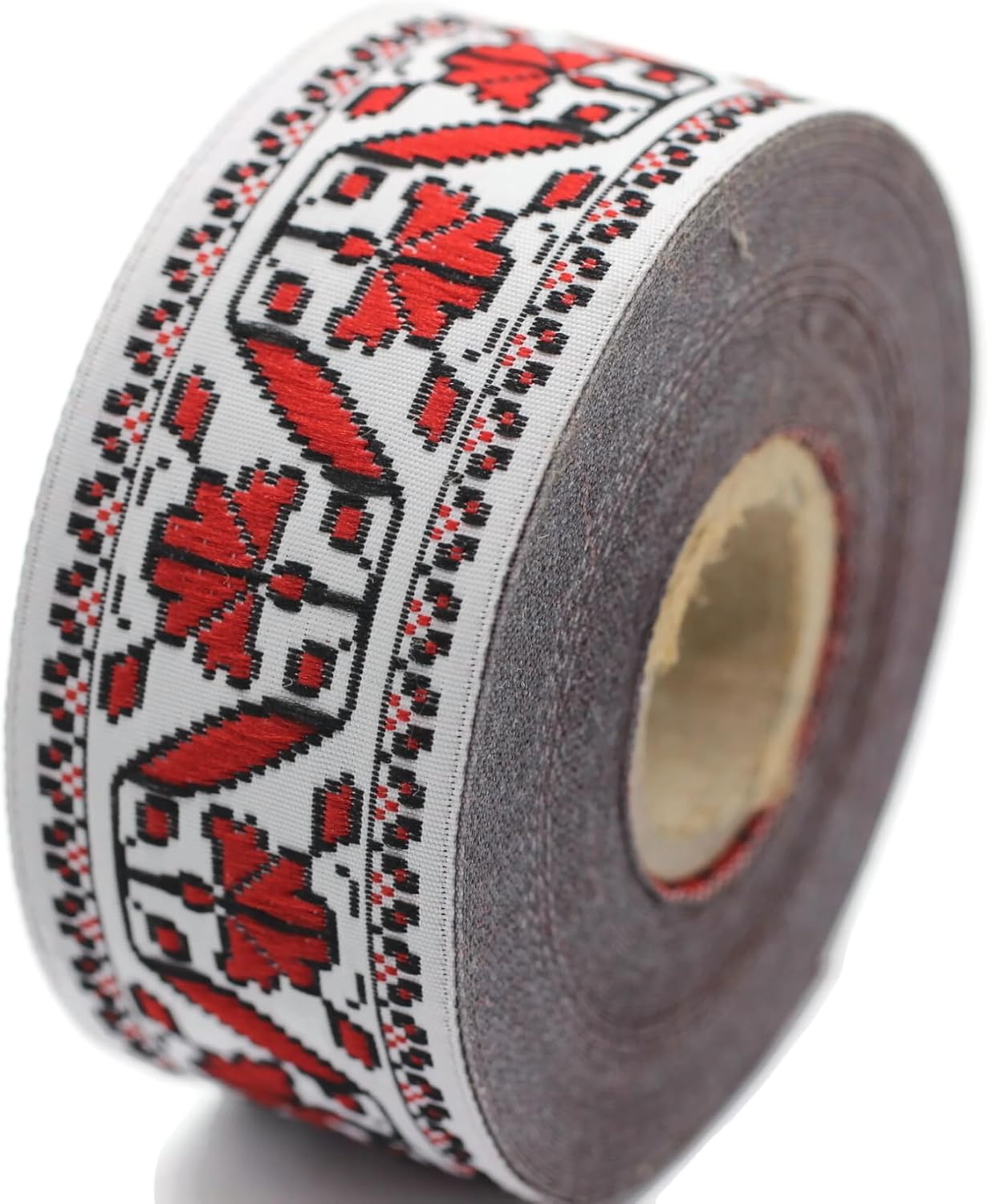 11 Yard Spool 1.37 inch Wide Red/White Snow Flower Ribbon Jacquard Trim Fabric Wide Craft Supplies Vintage Trim 35986