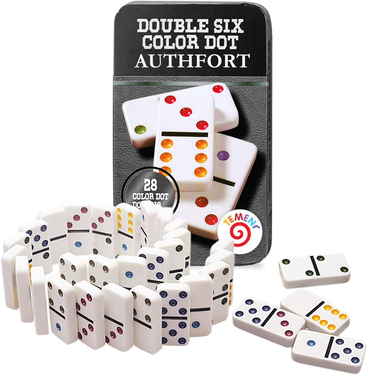 Authfort Wood Double Six Dot Set of 28 for 2-4 Players Wooden Blocks Set Building and Stacking Toy(28 Pieces Dot Game) (B08ZDL4VND) Amazon Price History, Amazon Price Tracker