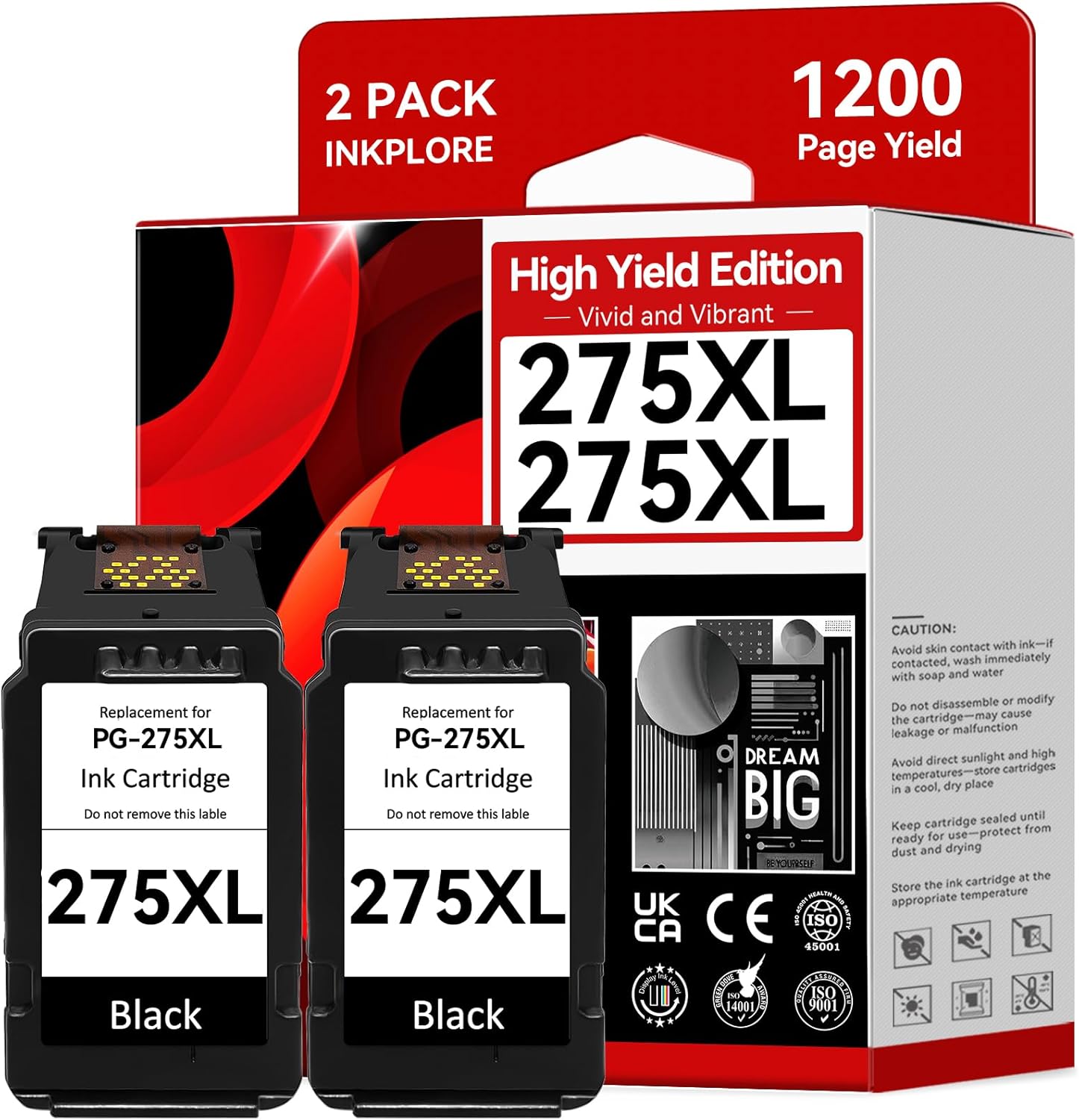 275XL Ink Cartridges for Canon Printers Compatible for Canon 275/275XL Black Ink Cartridge Replacement for Cannon 275 Black Ink Work with TR4720 TS3722 TS3522 Printer