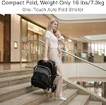 Gromast Gravity Folding Baby Stroller V2.0 - Portable Travel Toddler Stroller w/Adjustable Backrest, Canopy & Cup Holder, Lightweight and UV Protected, One-Hand Automatic Folding - Dark Gray