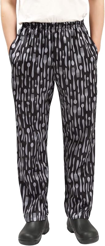Mens and Womens Baggy Chef Pants Floral Restaurant Work Pants and Kitchen Uniform Loose Cargo Style Chef Pants