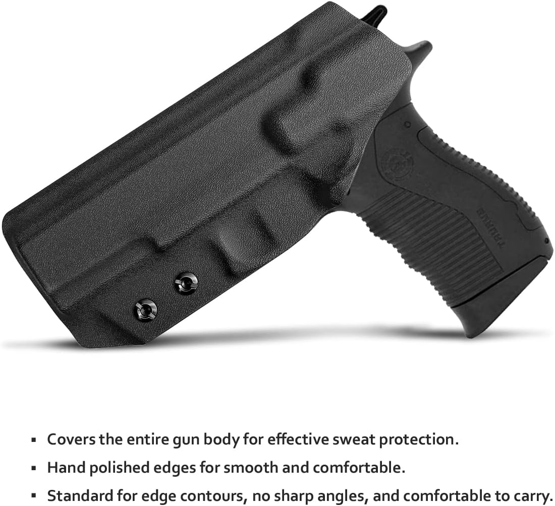 Taurus PT809 Holster IWB Kydex Holster Custom Fit: Taurus PT809/ PT840/ PT845 9mm 4″ Barrel Pistol- Inside Waistband Carry- Adj. Cant Retention- Cover Mag-Button- Widened Entrance- No Wear, No Jitter