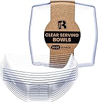 R-KAY 6 Pack 16oz Clear Square Plastic Serving Bowls Heavy Duty Reusable for Parties Weddings Catering