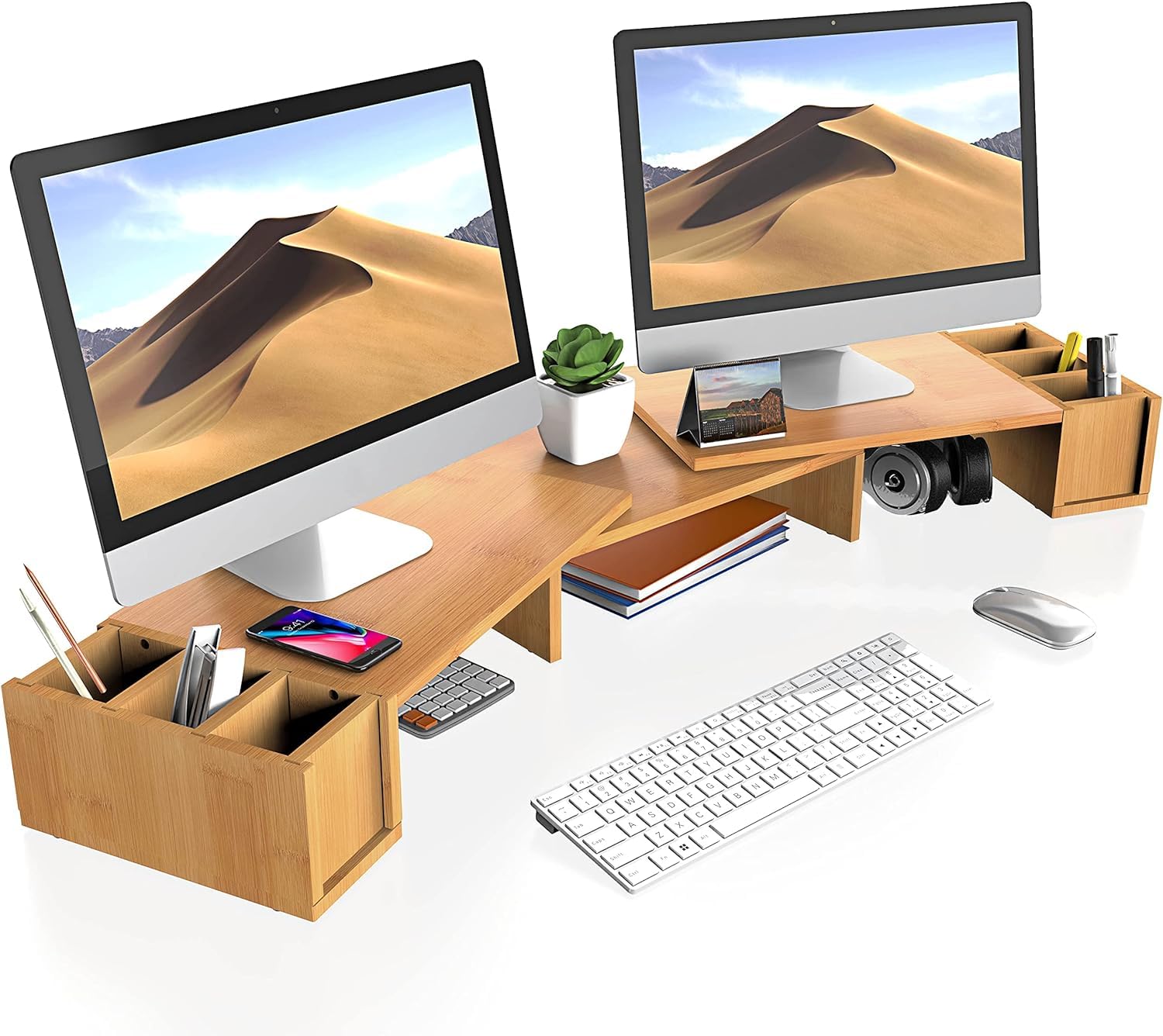 Ketumal Dual Monitor Stand Riser - 3 Shelf Screen Laptop Stand with Storage Length and Angle Adjustable Desktop Organizer Stand for Computer, Laptop, Printer,Office Desk Organizer, Max Load 25kg (B0D637N2K5) Amazon Price History, Amazon Price Tracker