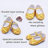 Vista 3 de Etistta 7 pares de zapatos de muñeca con purpurina para zapatos de muñeca de 18 pulgadas, muñecas americanas, accesorios brillantes