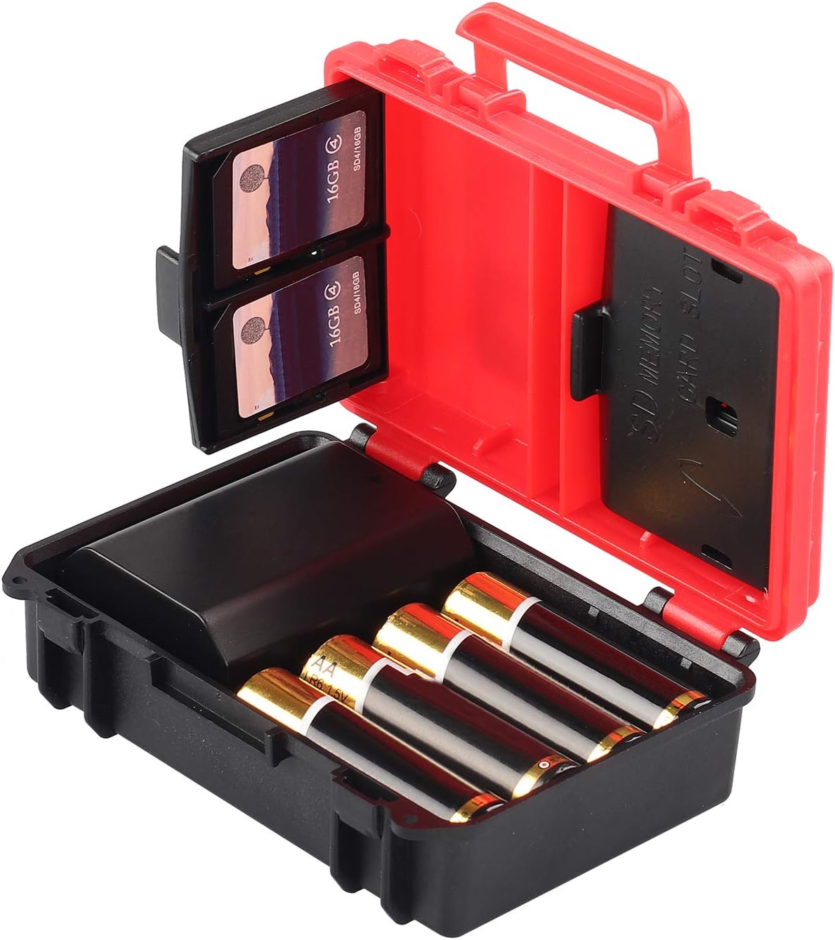 SD Card Holder,Camera Battery Holder Storage Case,SD Memory Cards Holder Case,Easy Carrying Memory Card Case for 2 Camera Batterry or 1 Camera Batterry and 3AAA Battery