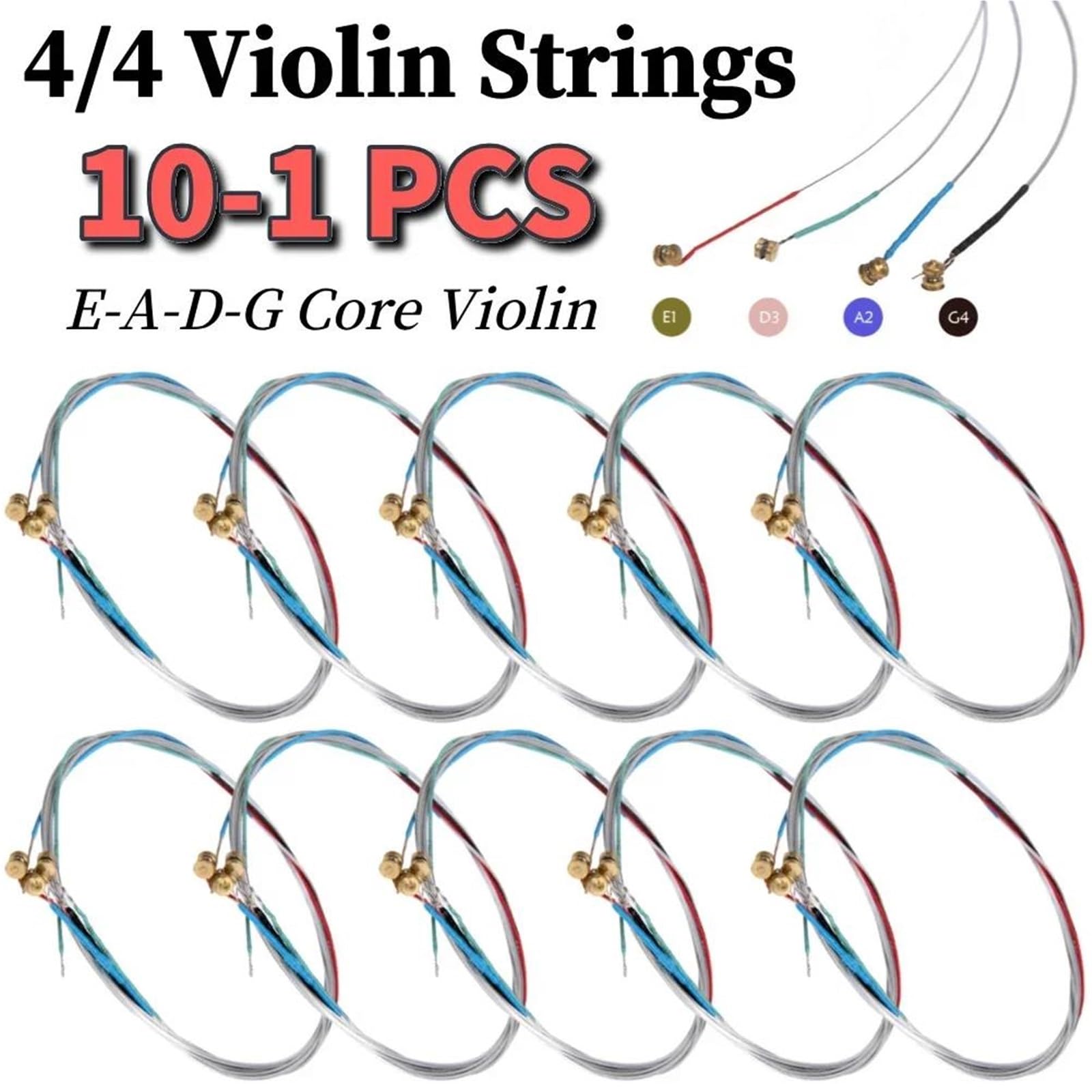 Profesjonalne Struny Stalowe Do Skrzypiec 4/4 EADG Core Aluminiowe Akcesoria Do Instrumentów Muzycznych(10 PCS)