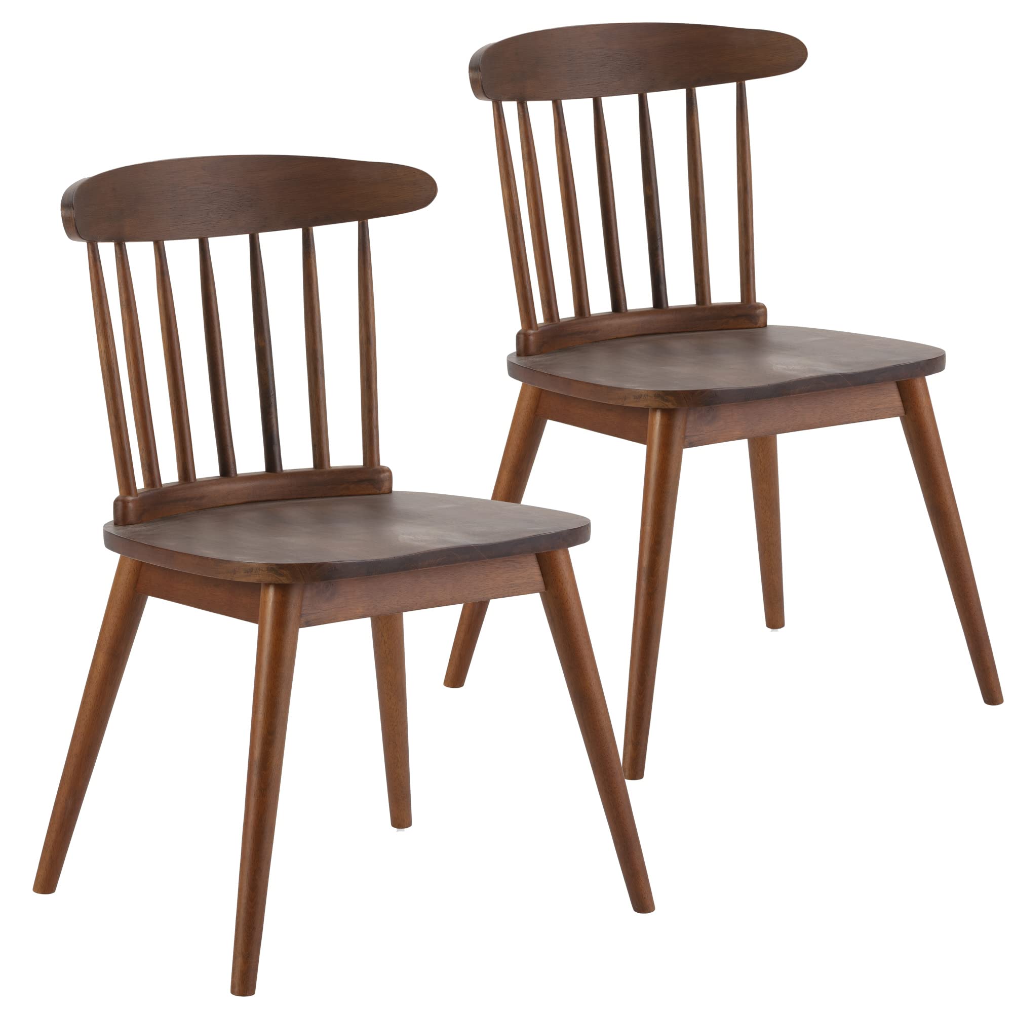 HOMN LIVING Pack 2 sillas Ben Color Nogal, Madera Maciza, 55 cm (Ancho) 52 cm (Profundo) 80 cm (Alto)