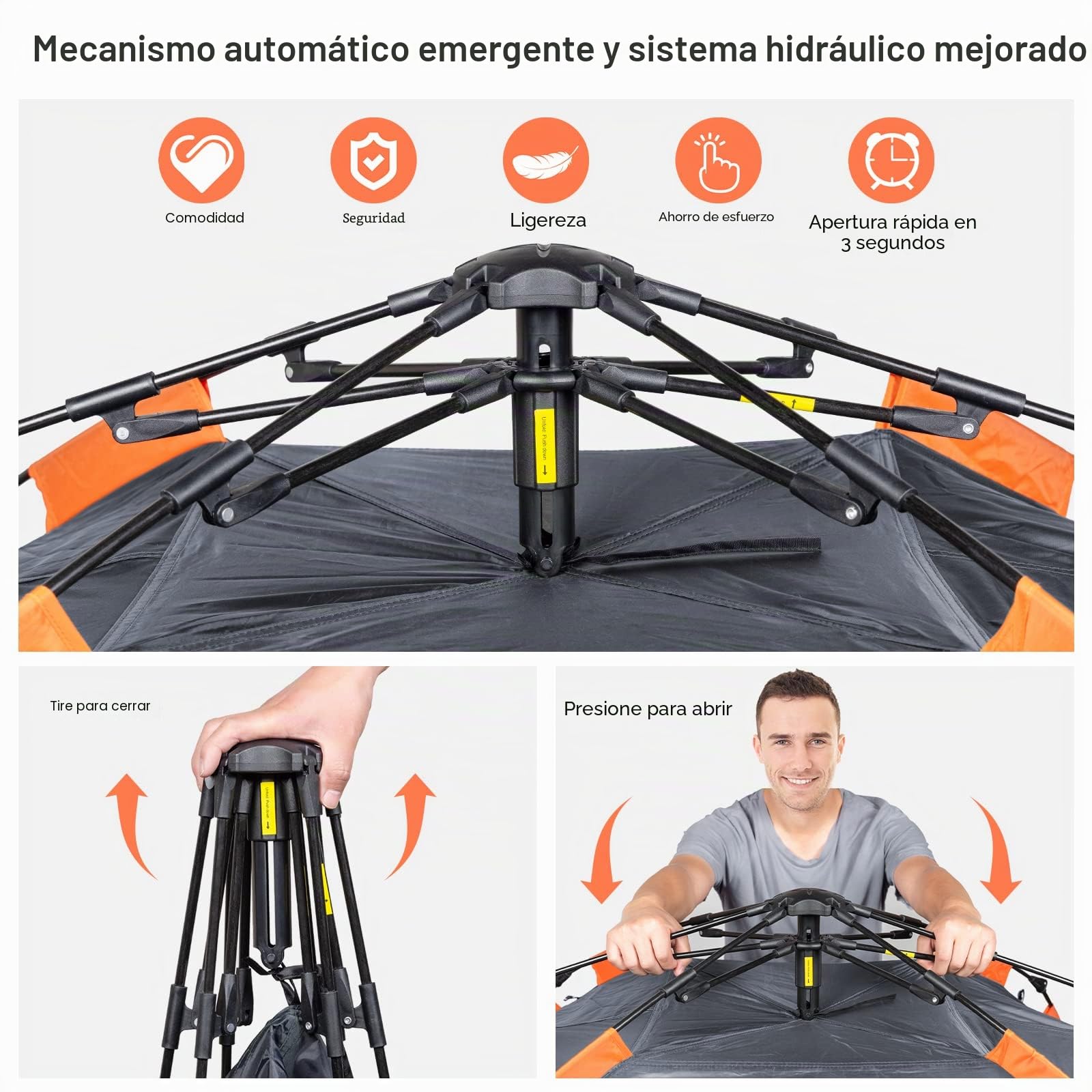 Amflip Tienda de Campaña Automática para 3 Hombre Personas, Tienda de Camping Carpa Interior y Exterior 2 en 1, Anti Impermeable Viento, Puerta Doble para Senderismo Escalada al Aire Libre Viaje
