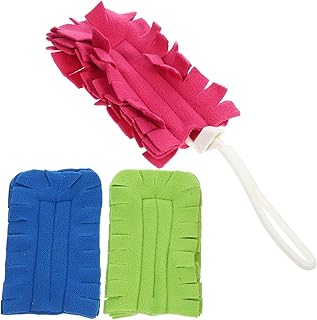 IMIKEYA Recambios Reutilizables para Plumero Cabezales Lavables para Limpieza de Ventiladores y Cocina Incluye Mango Blanco Ergonómico Colores Surtidos para Uso Multifuncional