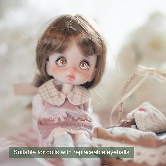 YOKIVE 1 Pair 12mm Eyeballs for Crafts, Glass Realistic Round Craft Eyeballs Handmade Fake Doll Eyes, Great for Doll Halloween Party Horror Mask DIY Decorations (Brown)