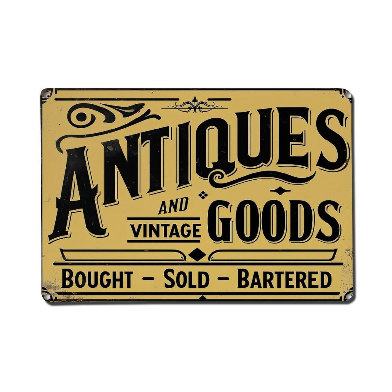 Antiques And Vintage Goods Retro Metal Tin Sign, Vintage Decor Art Poster for Bar, Home, Man Cave, Kitchen, Laundry Room Gift 8x12Inch