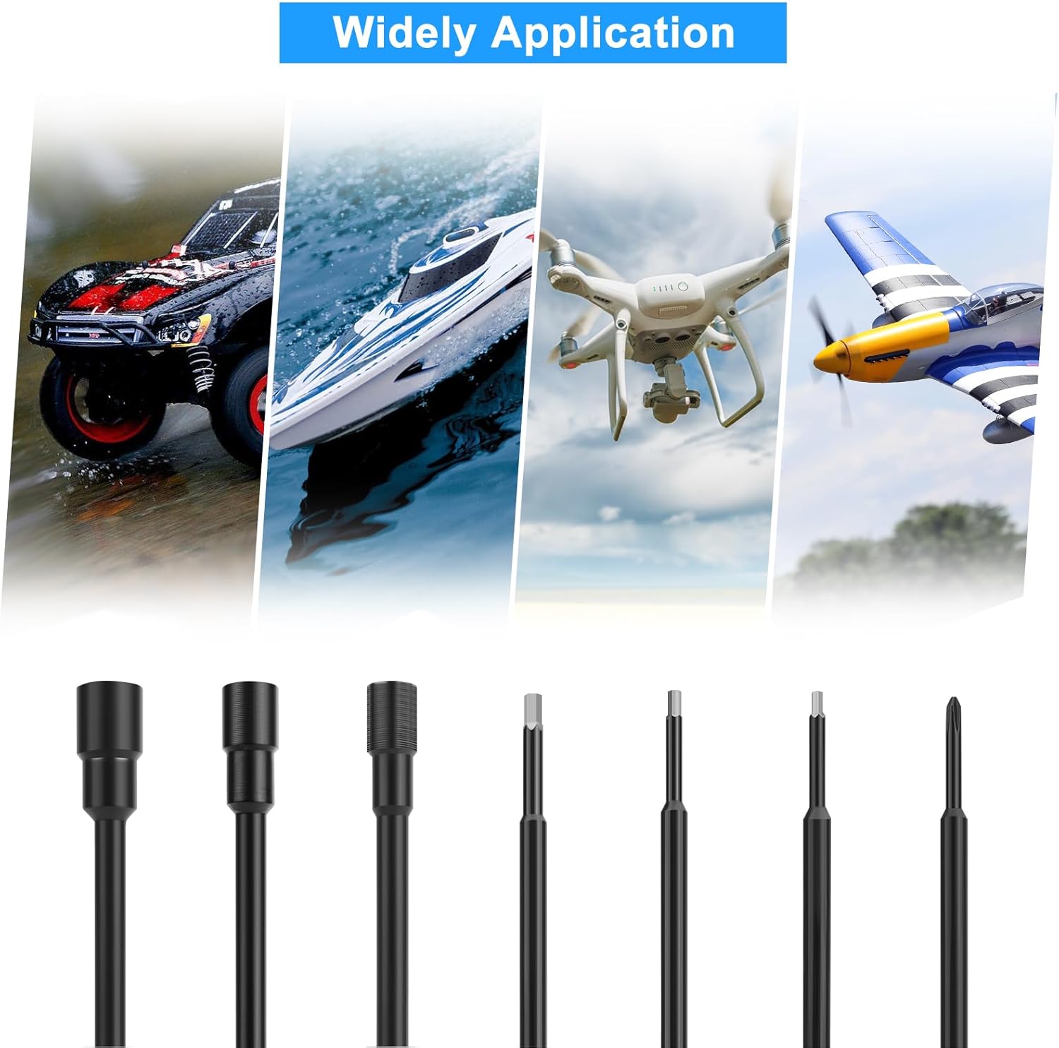 RC Hex Nut Screwdriver Kit with Magnet-7 Pcs Socket Nut Screwdriver Set 0.05'' 1.5mm 2.0mm 4mm 5.0mm 5.5mm Repair Hobby Tool Kit Compatible with Traxxas TRX4M SCX24 1/16 1/24 RC Trucks