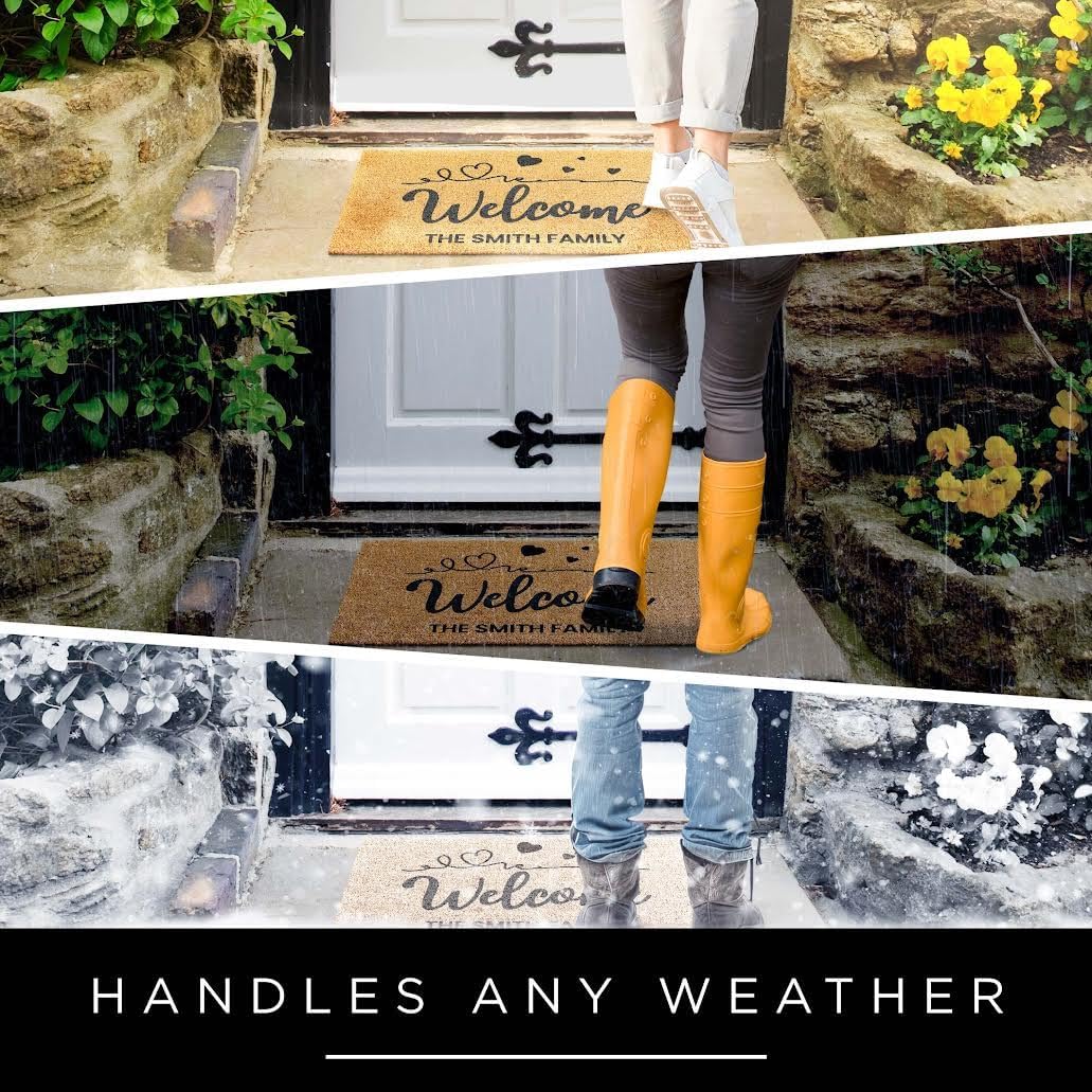 My Sign Center Door Mat, Personalized Doormat, Custom Welcome for Front Door, Indoor/Outdoor Coir, Housewarming Gift, Heavy Duty Slip Resistant Backing, Made in The USA