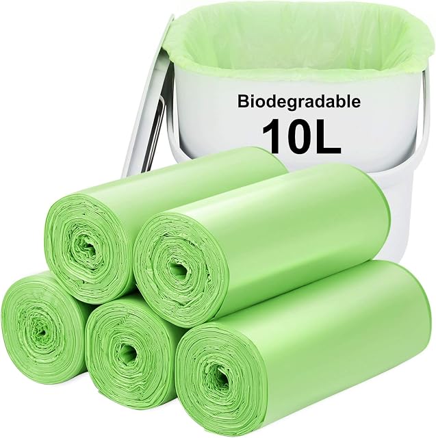 Biodegradable bin Bags 120PCS, 10L Small Bin Liner for Countertop Bin.Aievrgad 2.6 Gallon Trash/Garbage/Rubbish Bags, 100% Recycled,Thick, degradable,compostable for Food/Household/Garden-Green