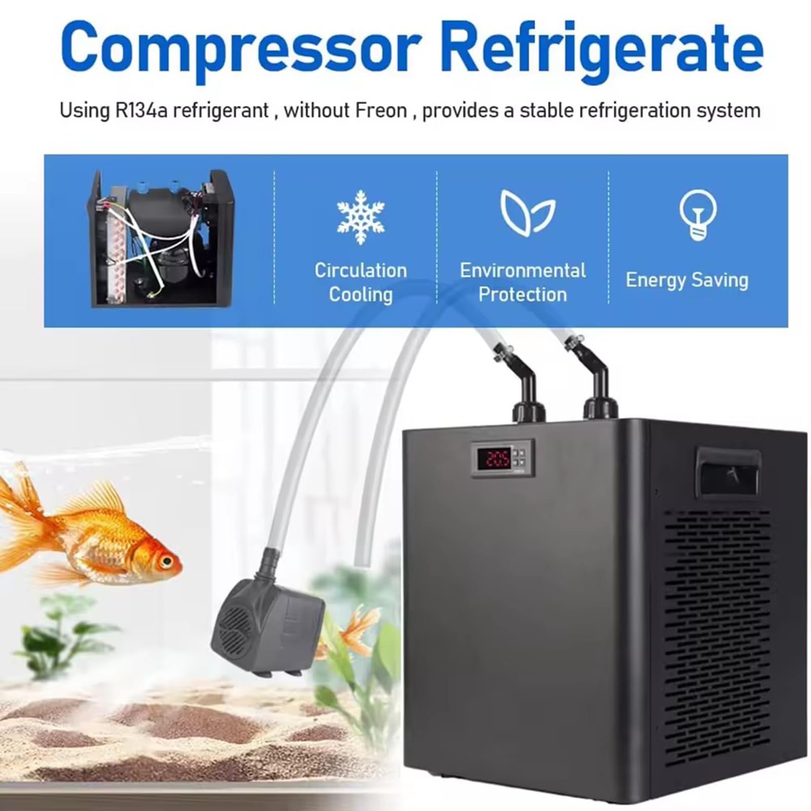 Acquario Refrigeratore d'Acqua Dispositivo di Raffreddamento 160L 300L Serbatoio Marino Macchina di Raffreddamento Ad Acqua Adatto Acquario Piante Acquatiche,300L